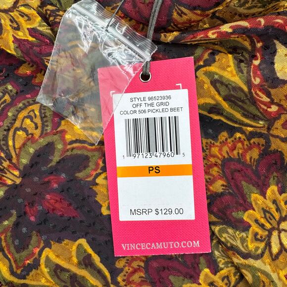 NWT Vince Camuto Paisley Print Asymmetric Hem Midi Dress PS Boho Fall Holiday - Picture 12 of 15